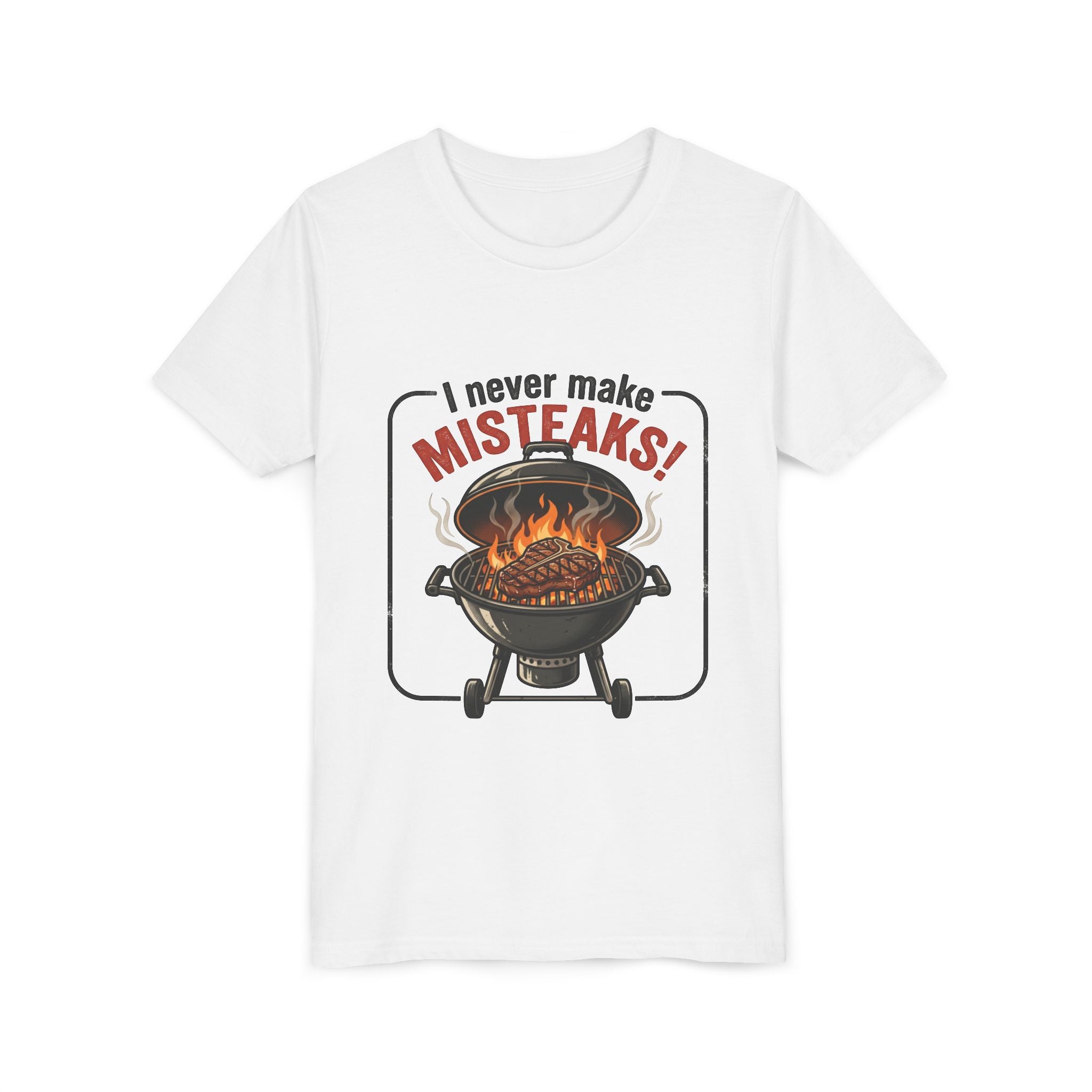 Youth Tee — "I Never Make Misteaks" Grilling Graphic Shirt