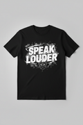 Speak Louder graphic tee with bold urban design