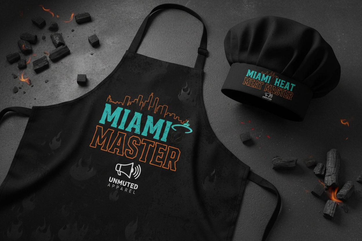 Miami Heat Master BBQ Apron and Chef Hat Set by Unmuted Apparel
