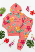 A Mother's Love Never Fails Coral Pink Floral 2-Piece Jogging Set by Unmuted Apparel