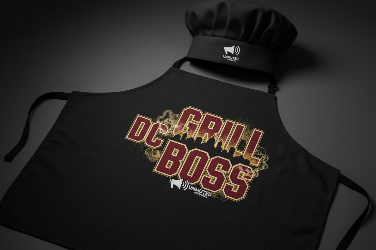 DC Grill Boss BBQ Apron and Chef Hat Set by Unmuted Apparel