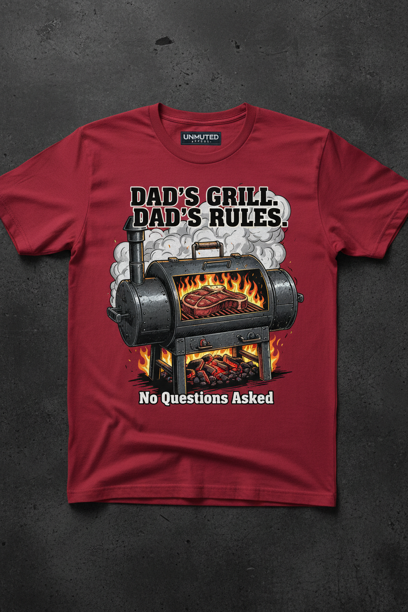 Dad's Grill Dad's Rules Upgraded Commercial Grill Red Tee