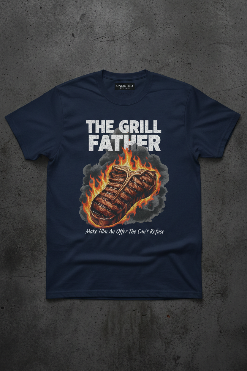 The Grill Father Navy Graphic Tee by Unmuted Apparel