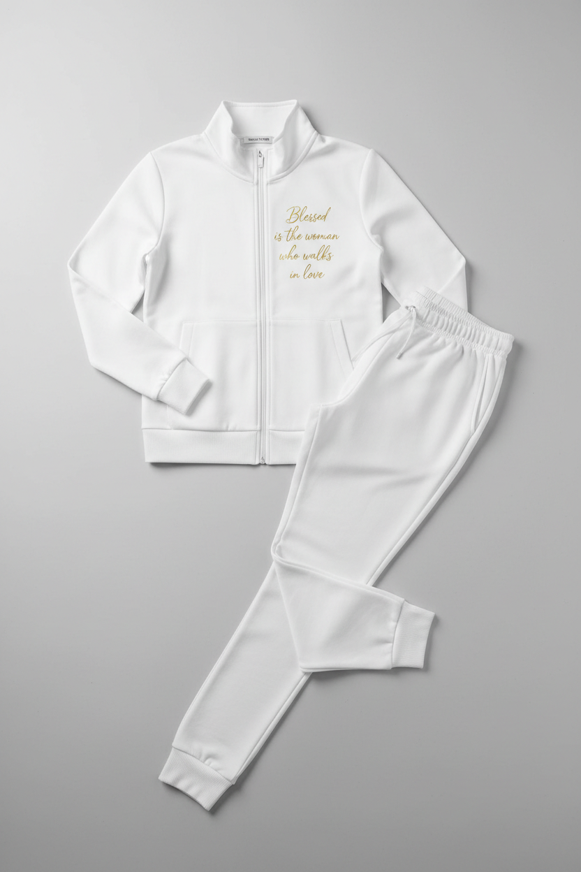 Blessed Woman White Ladies Jogging Set
