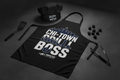 Chi-Town Grill Boss BBQ Apron and Chef Hat Set by Unmuted Apparel