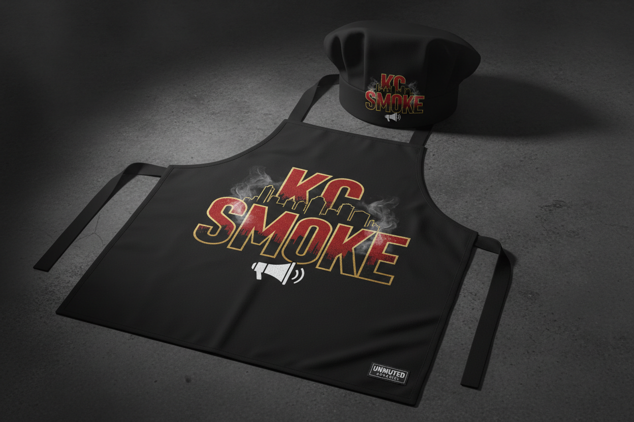 KC Smoke BBQ Apron and Chef Hat Set by Unmuted Apparel