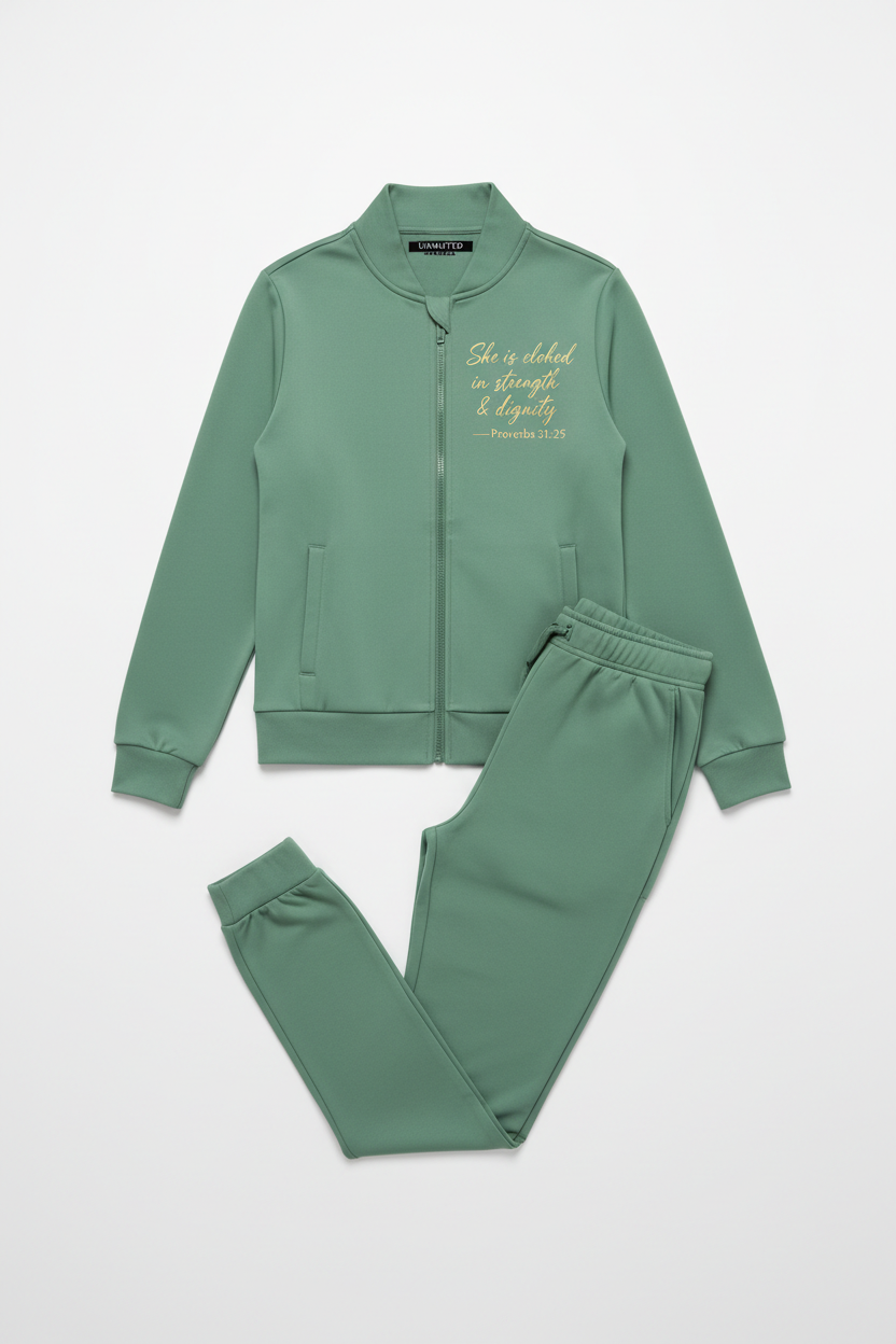 Strength and Dignity Sage Green Ladies Jogging Set