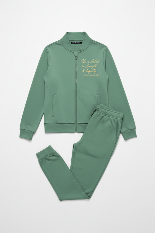 Strength and Dignity Sage Green Ladies Jogging Set