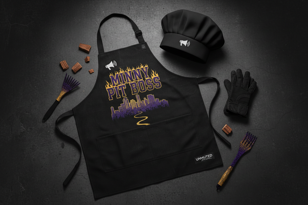 Minny Pit Boss BBQ Apron and Chef Hat Set by Unmuted Apparel