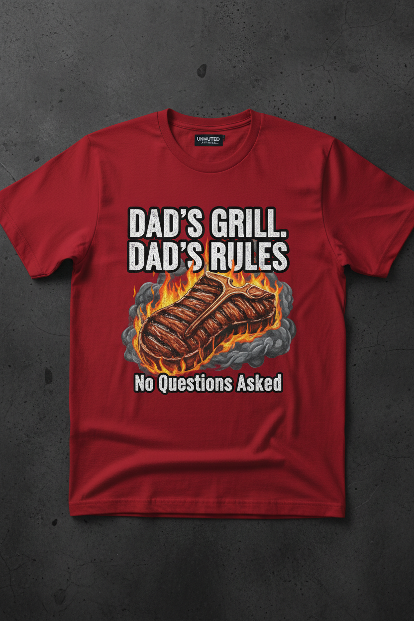 Dad's Grill Dad's Rules Red Graphic Tee by Unmuted Apparel