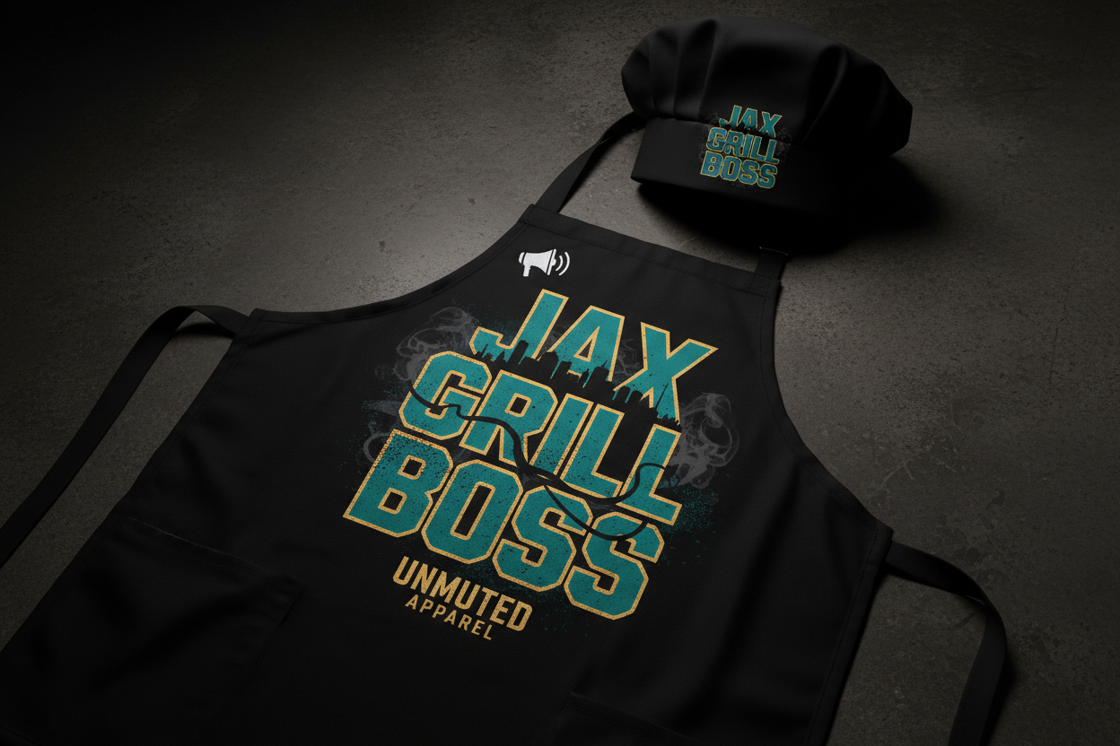 Jax Grill Boss BBQ Apron and Chef Hat Set by Unmuted Apparel